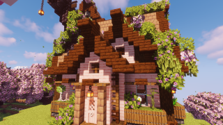 image of Cherry Wood Cozy Cottage by Mori Minecraft litematic